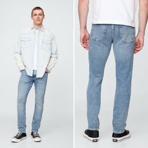 NWT Gap Men’s Flex Skinny Jeans Light Wash Blue Denim Mid Rise Size 33x34